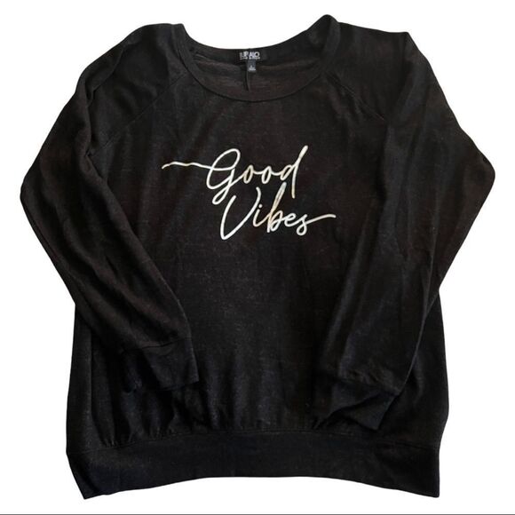 Super Soft Black Sweatshirt with Good Vibes Writing on Front Size Large - Picture 6 of 14